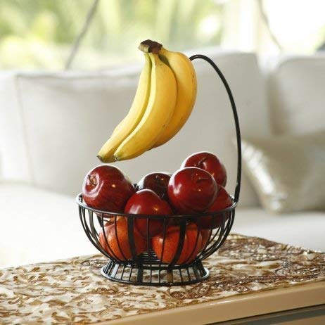 Delaware Fruit Basket with Banana Hanger with Antiqued Black Finish