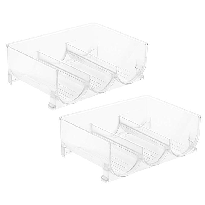 InterDesign Stackable Wine Storage Rack for Refrigerator, Kitchen Countertops - Set of 2, Holds 3 Bottles, Clear