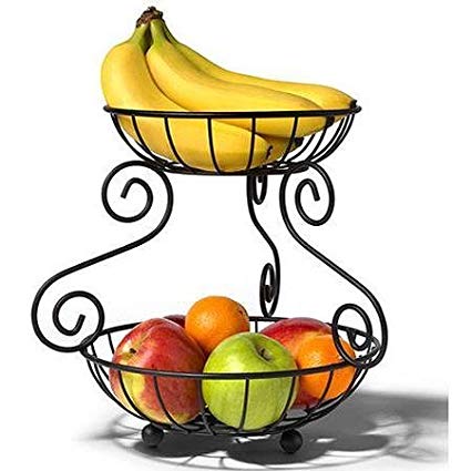 Spectrum Scroll 2-Tier fruit Server, Black