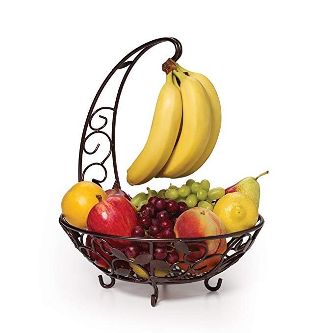 Pfaltzgraff Brown Fruit Basket With Banana Hanger