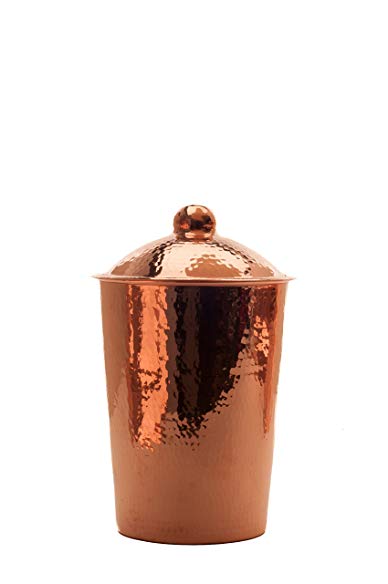 Sertodo Copper KC-1-Ch Kumran Kitchen Counter Storage Canister with Lid, Hand Hammered 100% Pure Copper, Small (2-quarts, 9.5