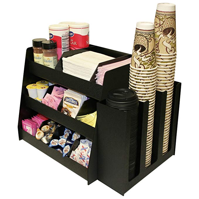 Coffee Condiment Organizer and Cup or Lid Holder Combo, Use Together or Separate.