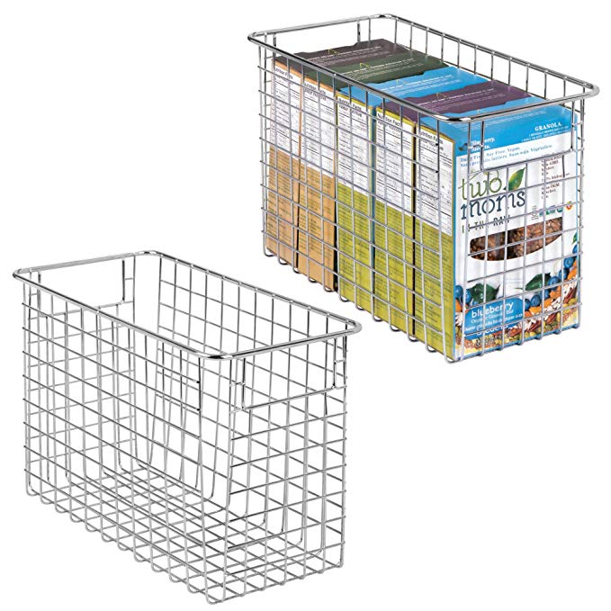 mDesign Kitchen Pantry Organizing Wire Basket with Handles, 12