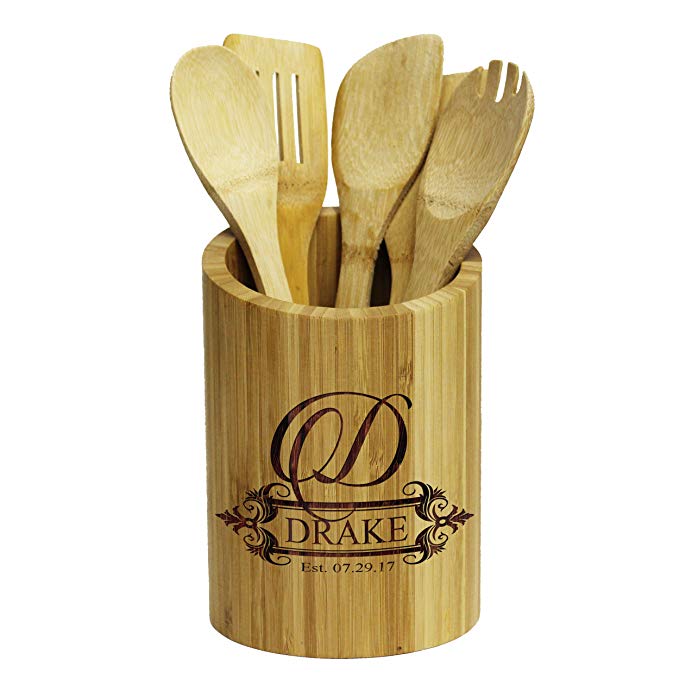 Personalized Kitchen Utensil Tool Holder Caddy Orgnaizer Storage - Custom Monogrammed for Free