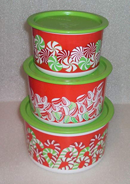 Tupperware Candy Cane One Touch Stacking Canisters