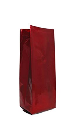 8 oz. Red Foil Gusseted Bag w/ Valve (Coffee Packaging, Tea Packaging)