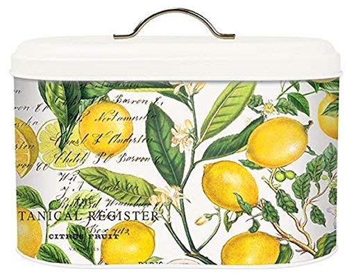 Michel Design Works Metal Kitchen Bread Bin with Lid, Lemon Basil