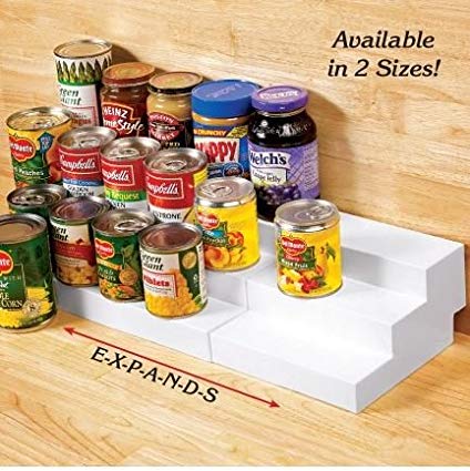 TIERED STEPPED EXPANDING PANTRY SHELF RISERS ORGANIZER