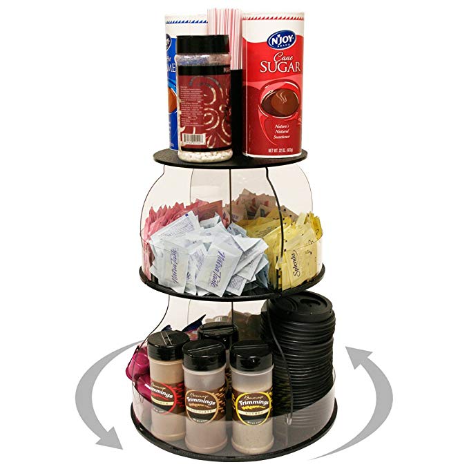 Coffee Condiment Organizer that spins. Comes with a Removable Tube on Top for Stirrers. Only 12