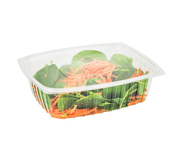 Dart C32DER, 32-Ounce ClearPac Clear Rectangular Plastic Container With A Flat Lid, Take Out Salad Deli Fruit Food Disposable Containers (50)