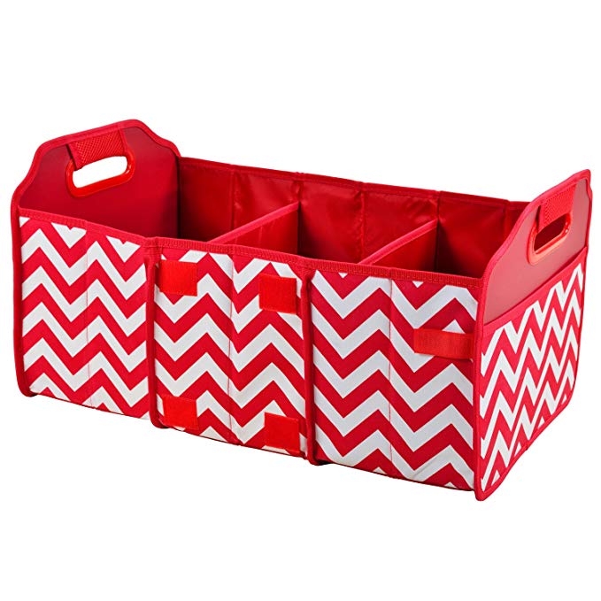 Picnic at Ascot Original Folding Trunk Organizer, Red Chevron