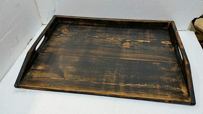 Primitive Country Farmhouse Heavily Distressed Black Stove Board Noodle Board Tray