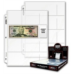 100 Ct. - BCW Pro 4-Pocket Coupon Storage Pages (4 Horizontal Long 2 5/8 X 6 1/8 Top Loaded Slots)