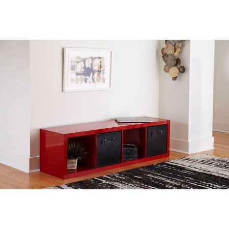 Better Homes and Gardens 4-Cube Organizer | Horizontal or Vertical display (Red Lacquer)