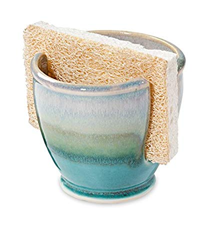 Georgetown Pottery Sponge Holder - Green Oribe & Purple