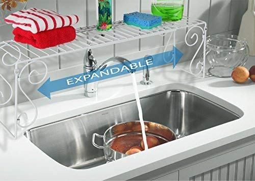 Old Home Kitchen Expandable Over Sink Shelf - White