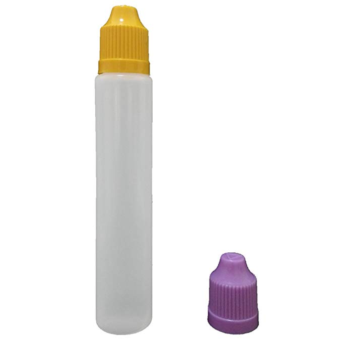 Prunus 30 ML and 60 ML LDPE Pen Shape Unicorn Bottles W. Multi color Childproof Cap and Longthin Tip (50, 30 ml)