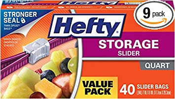 Hefty Slider Storage Bags, Quart, 40 Count (Pack of 9)