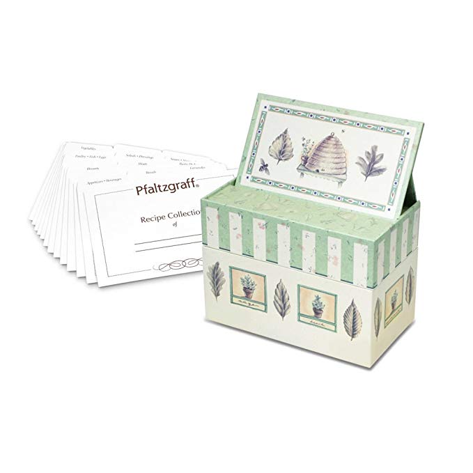 Pfaltzgraff Naturewood Recipe Box with Dividers, 6.75-Inch-by-3.75-Inch