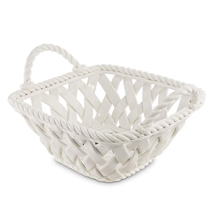 KOVOT Ceramic Woven Serving Basket - Great To Display Bread Or Fruit