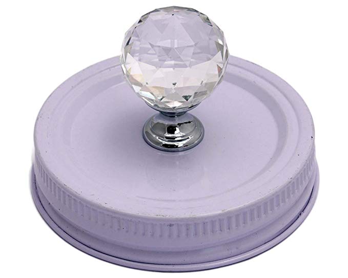 Crystal Knob Canister Lids for Regular Mouth Mason Jars (5 Pack, White)