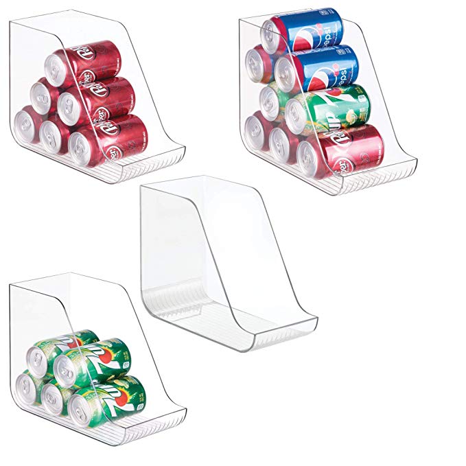 mDesign Canned Food Storage and Soda Organizer for Kitchen Pantry or Cabinet - Pack of 4, Clear