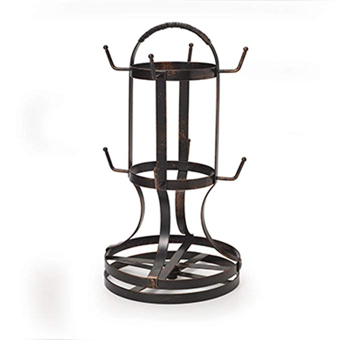 Gourmet Basics by Mikasa 5158729 Metal Rotating 8-Cup Mug Tree, Antique Black