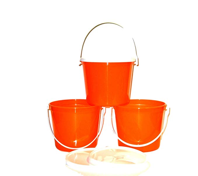 Talisman, Plastic Buckets & Lids, 80 Ounces, 3 Pack, Orange