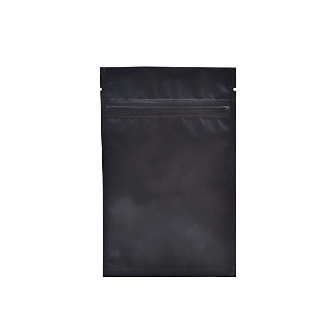 AwePackage Matte Black Resealable Smell Proof Flat Foil Pouch Bag - Airtight Zipper (100, 4 x 6)