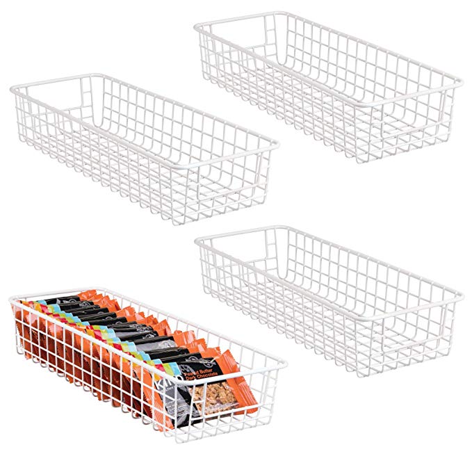 mDesign Wire Storage Basket for Kitchen, Pantry, Cabinet - Pack of 4, Matte White ?