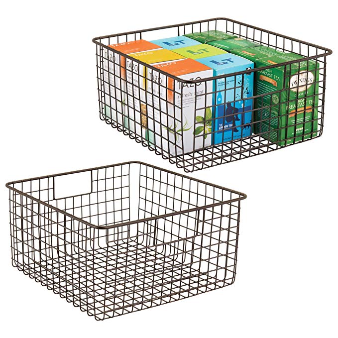 mDesign Household Wire Storage Organizer Bin Basket with Built-In Handles for Kitchen Cabinets, Pantry, Closets, Bedrooms, Bathrooms � 12