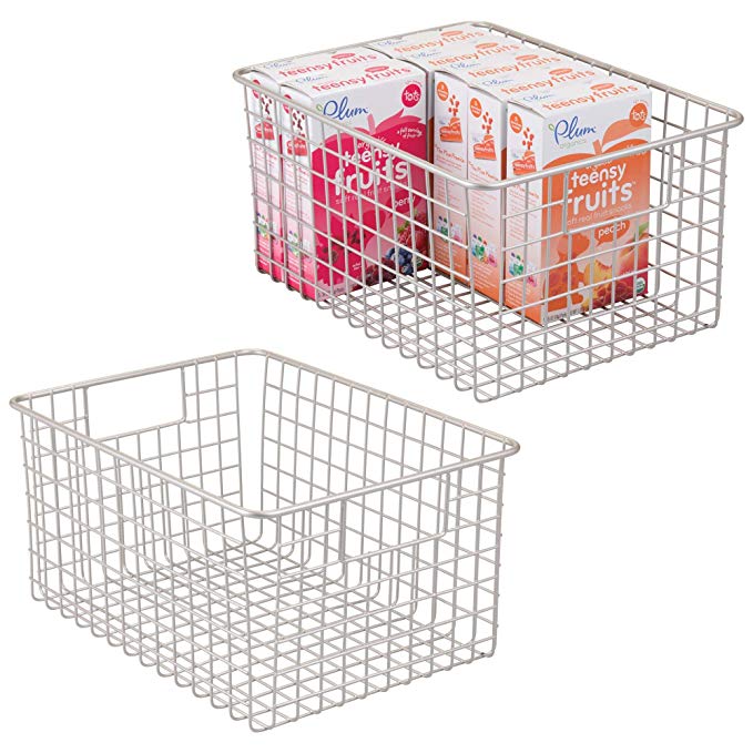 mDesign Kitchen Pantry Organizing Wire Basket with Handles, 12