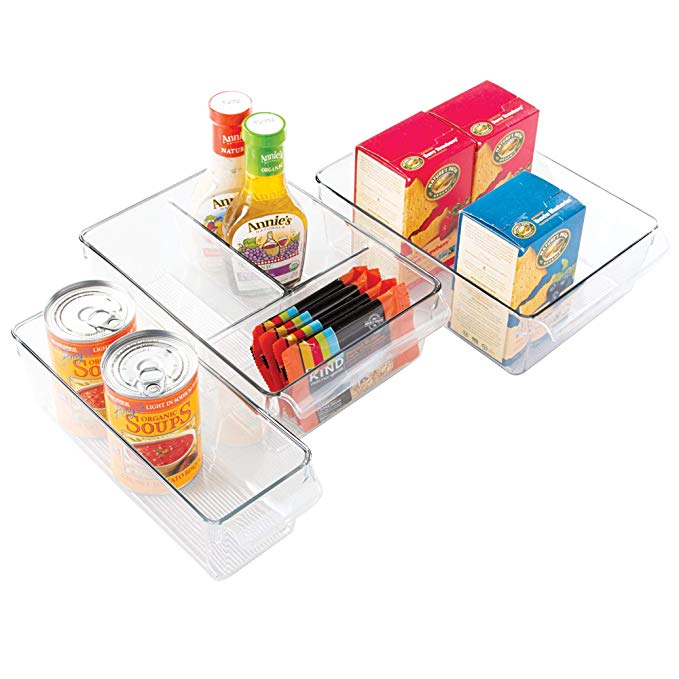 mDesign Kitchen Cabinet Organizers, Storage for Fridge, Freezer, Pantry (Set of 3) - Clear