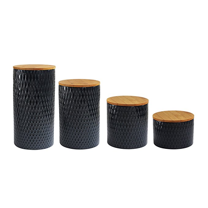 American Atelier 6864-CAN-RB Diamond Embossed Canister Set, 4.3 x 4.3 x 8.25, Navy