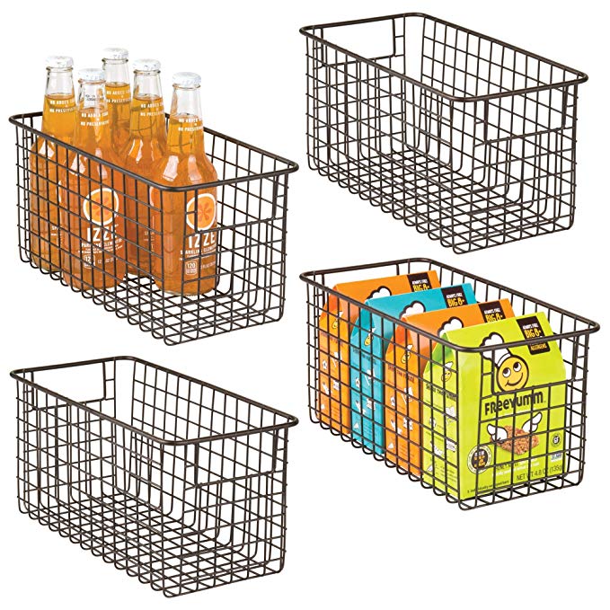 mDesign Household Wire Storage Organizer Bin Basket with Built-In Handles for Kitchen Cabinets, Pantry, Closets, Bedrooms, Bathrooms � 12