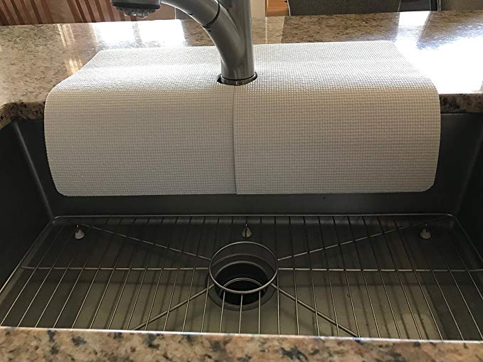 White Kitchen Sink Faucet Water Splash Guard/Kitchen Granite Sink Water Splash Guard, 17 in. Width x 23 in. Length, Copyright 2017/TM/Patent Pending