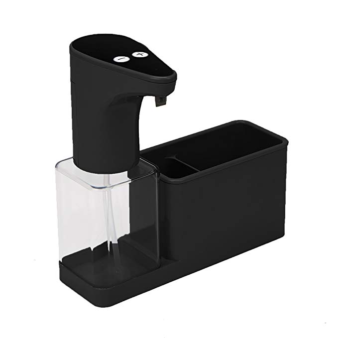 Mind Reader Hands-Free Automatic Soap Dispenser Sensor Pump with Storage Compartment Caddy, 16.9 oz Capacity, Black