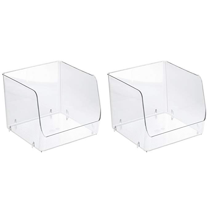 InterDesign Linus Stacking Organizer Bin (Set of 2), Large