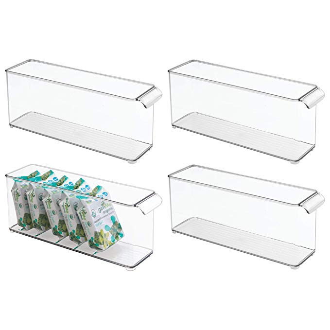 mDesign Refrigerator, Freezer, Pantry, Cabinet Organizer Bin for Kitchen Storage - Clear, Pack of 4