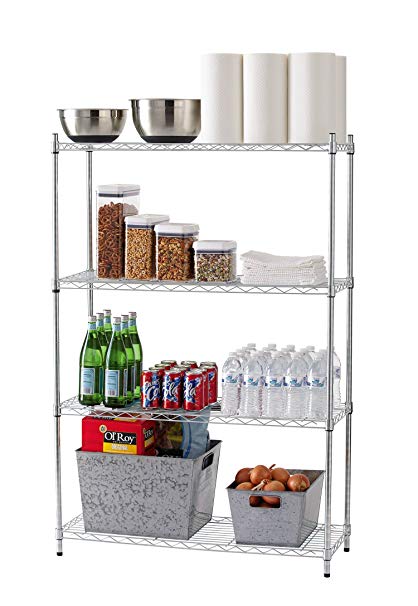 Tidy Living 4 Tier Wire Shelf Shelving Heavy Duty Storage Organization Rack - Chrome