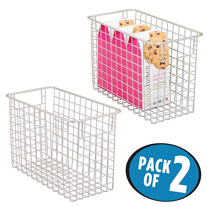 mDesign Kitchen Pantry Organizing Wire Basket with Handles, 12