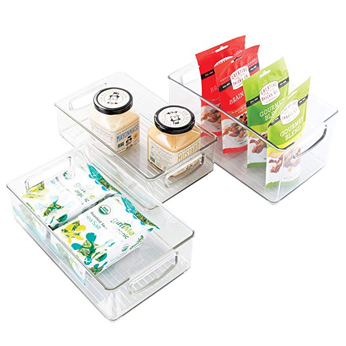 mDesign Kitchen Storage Bins, Storage for Fridge, Freezer, Pantry (Set of 3) - Clear