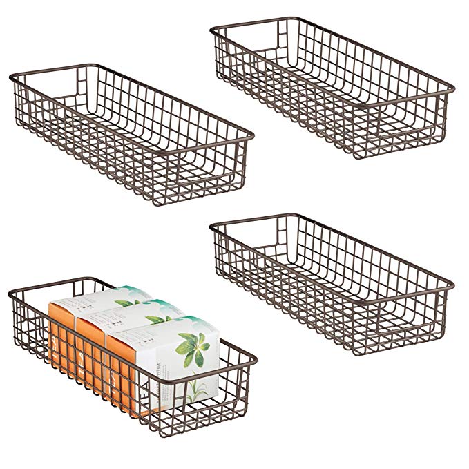 mDesign Wire Storage Basket for Kitchen, Pantry, Cabinet - Pack of 4, Bronze