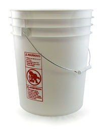 Ten Food Grade 5 Gallon 75 Mil White Pails with Ten High Viscosity White Lid with Flow-in Gasket