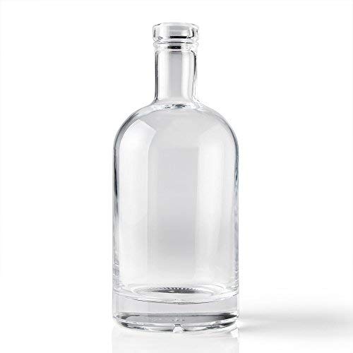 750ml Round Glass Flint Long Neck Bottle with 21.5mm Cork Neck Finish (Case of 12) - CORKS NOT INCLUDED!