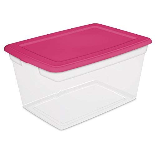 Sterilite 58 Qt./55 L Storage Box, Fuchsia Burst, Case of 8