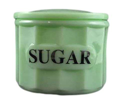 G3370JSU Jadeite Green Glass Panel Pattern Container Canister with Lid - Sugar