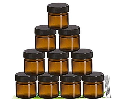 Perfume Studio­® Amber Glass Jar Set with Black Screw Lids For Cosmetics, Ointments, Salves, Skincare, Storage & More (25 ml - 10 Jars)