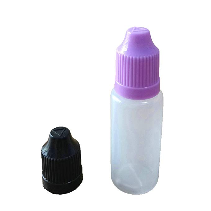 Prunus LDPE Plastic Dropper Bottles with Multi color Childproof Cap and Longthin Tip (50, 10 ML)