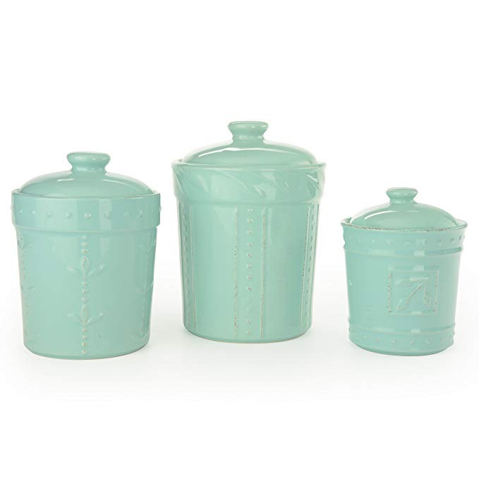 Signature Housewares Sorrento Collection Canisters (Set of 3), Aqua Blue